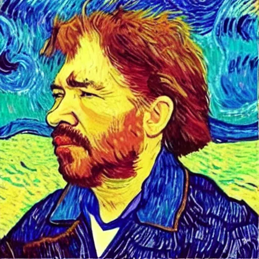 Image similar to John Prine in the style of Van Gogh