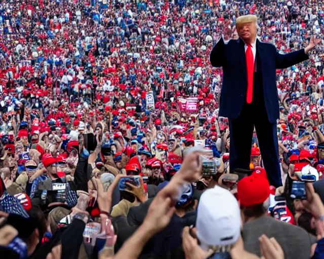 Image similar to Donald Trump with 10,100 adoring Supporters .