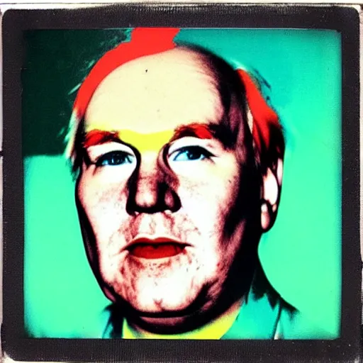 Prompt: color polaroid portrait of a fat man by andy warhol. photography, instant photography, color accurate