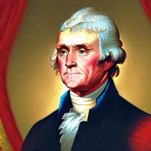 Image similar to a portrait, of an incrediblely swole thomas jefferson