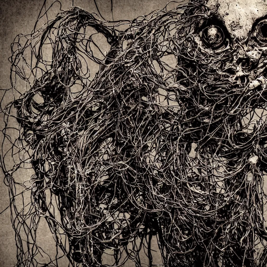 Image similar to Horrifying creature, horror, wires