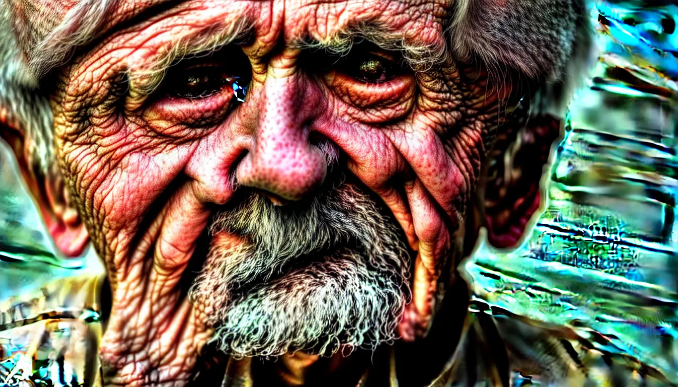 Prompt: hyper realistic color photo, portrait of a weathered old man, aesthetic!!! dramatic shadow, full colour, upscale, 8 k, masterpiece