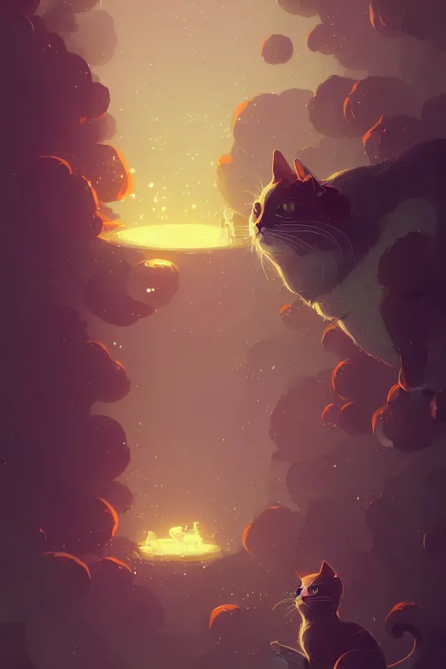 Image similar to cute cat, by victo ngai and andreas rocha and greg rutkowski, trending on artstation, unreal engine, 8 k hd wallpaperjpeg artifact, blur, artfact