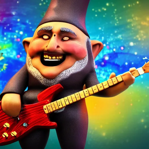 Prompt: deep gnome is playing an electric guitar, epic wallpaper 8 k, rutkovski