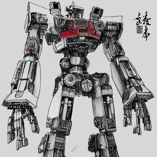 Image similar to japanese folk mecha drawing, detailed, historic, deviantart,