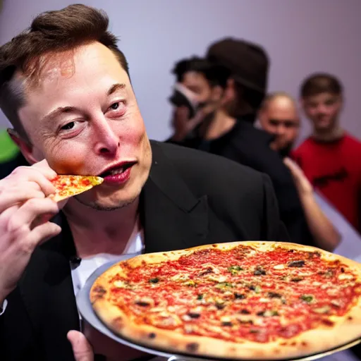 Image similar to elon musk eating pizza