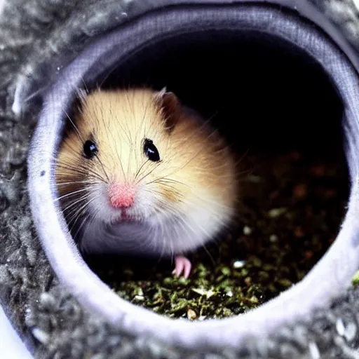 Prompt: “ little hamster in a golf pocket hole ”