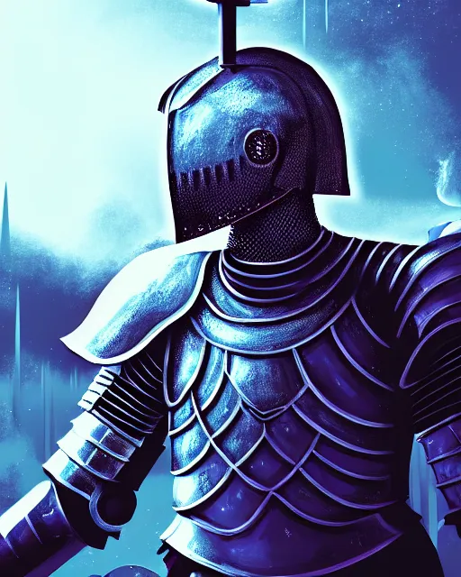 Image similar to hyper - realistic illustration of a knight, in a sci - fi music festival, digital painting, sharp focus