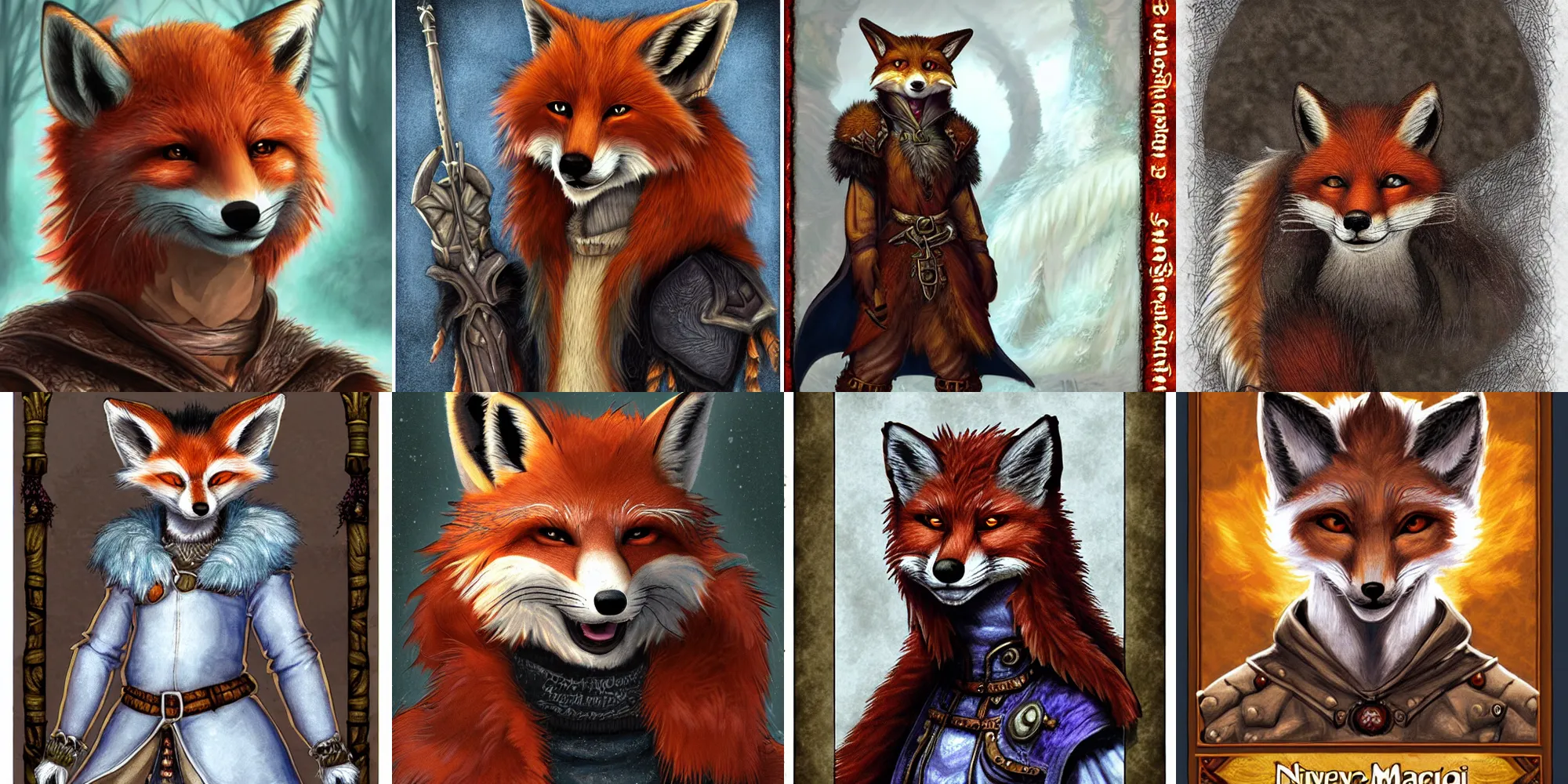 Prompt: An anthropomorphic furry fox mage, D&D portrait, Neverwinter Nights, extremely detailed