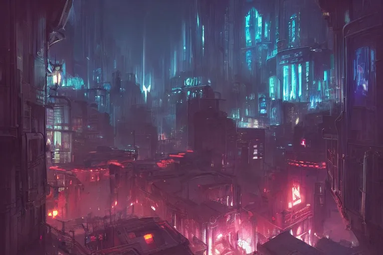 Image similar to Hogwarts cyberpunk city, neon lighting, night city, digital art from artstation by Ruan Jia and Mandy Jurgens and Artgerm and william-adolphe bouguereau and Greg Rutkowski and Wayne Barlowe