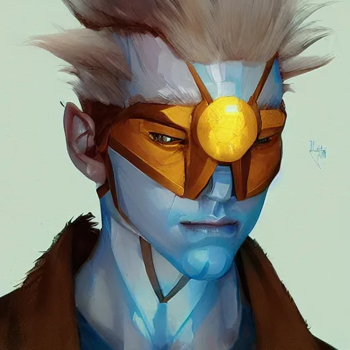 Image similar to Avatar with a blond hair and blue skin profile picture by Greg Rutkowski, asymmetrical, Organic Painting , Matte Painting, geometric shapes, hard edges, street art, trending on the artstation:2 by Sachin Teng:4, blur: -4