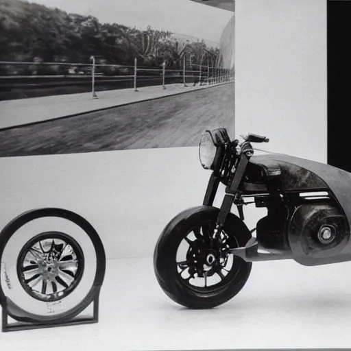 Prompt: audi motorcycle, prototype demo at the hall of science