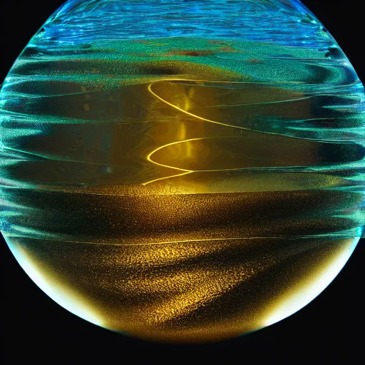 Prompt: tilt shift sphere leaf underwater huge light intricate reflection diffraction marble gold obsidian preraffaellite photography cut, octane, artstation render 8 k neon