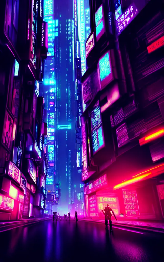 Image similar to a magnificent dark neon futuristic cyberpunk city bustling street at night cyberart photography by liam wong rendered in octane, 3 d render, trending on cgsociety, blender 3 d
