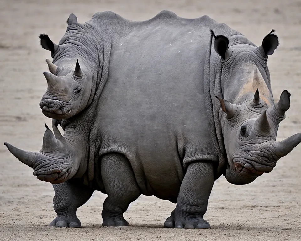 Image similar to A mix between a rhino and a walrus