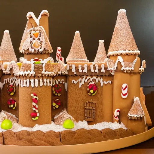 Image similar to gingerbread house castle, by walt disney