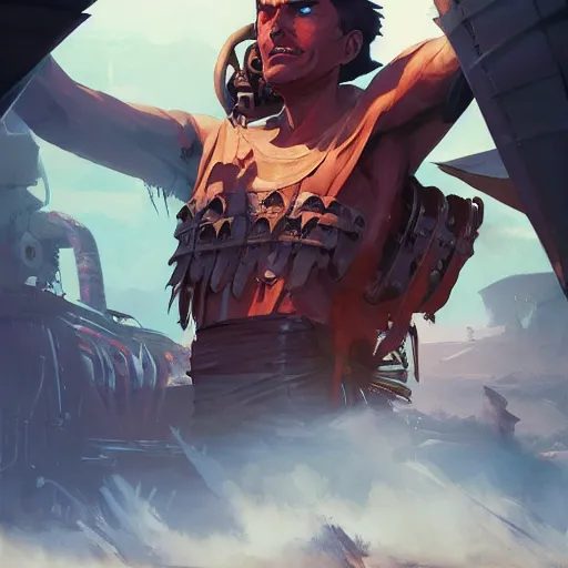 Image similar to hero world mad max, behance hd by jesper ejsing, by rhads, makoto shinkai and lois van baarle, ilya kuvshinov, rossdraws global illumination