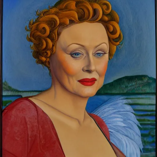 Prompt: oil Painting of Rue mcclanahan by Botticelli