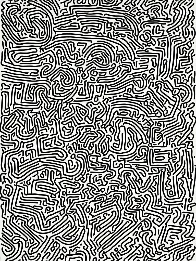 Image similar to bold abstract simplified figurative line illustration patterns by keith haring in an aesthetically pleasing natural and pastel color tones