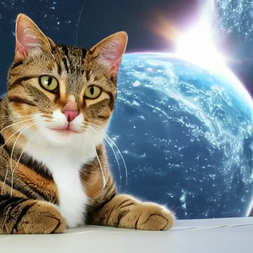 Prompt: photo of cat in space suit