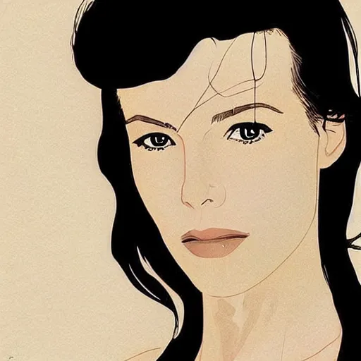 Image similar to “ kate beckinsale retro minimalist portrait by jean giraud, moebius starwatcher comic, 8 k ”