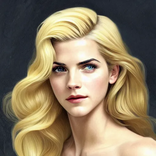 Image similar to A combination of Katheryn Winnick's and Grace Kelly's and Emma Watson's faces with blonde hair as Kid Flash, western, D&D, fantasy, intricate, elegant, highly detailed, digital painting, artstation, concept art, matte, sharp focus, illustration, art by Artgerm and Greg Rutkowski and Alphonse Mucha