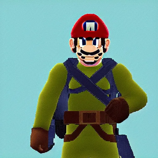 Image similar to solid snake in super mario 6 4