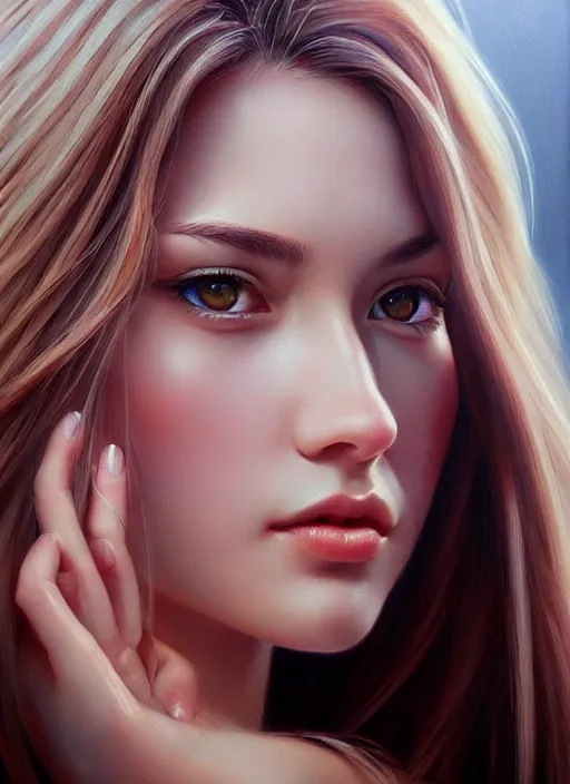 Image similar to photo of a gorgeous young woman in the style of stefan kostic, realistic, sharp focus, 8k high definition, insanely detailed, intricate, elegant, art by stanley lau and artgerm