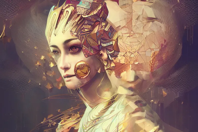 Image similar to photo of goddes of war in modern city, elegant, highly detailed, smooth, sharp focus, trippy dmt lsd psychedelic, illustration, beautiful, geometric, trending on artstation, cinematic, artwork by WLOP