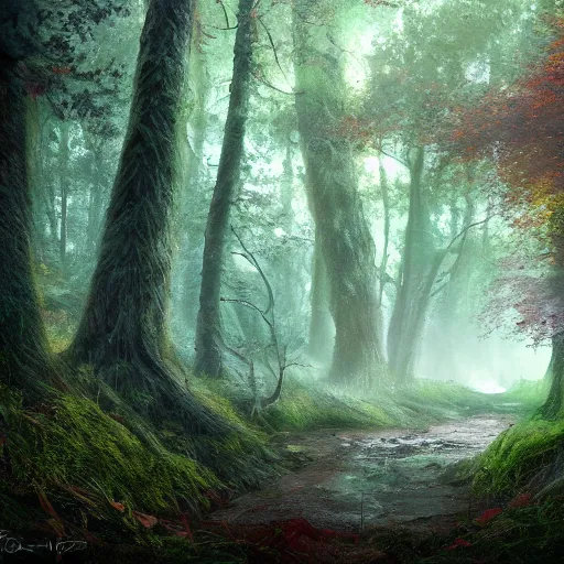 Prompt: a portrait of a beautiful forest landscape, high definition, realistic, fantasy artwork, hdr, rtx, award winning