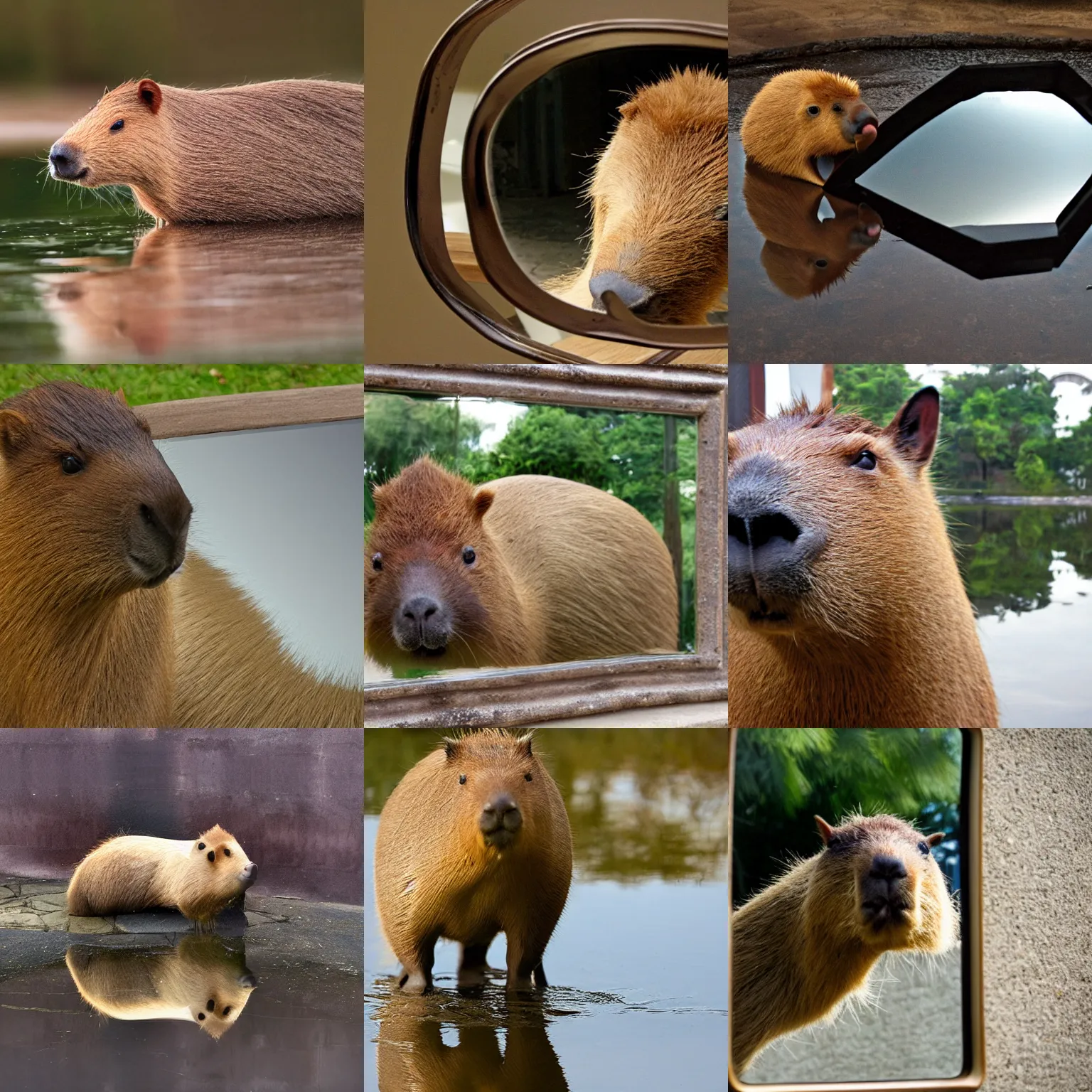 Prompt: capybara in a deformation mirror