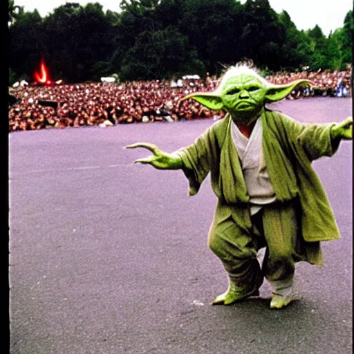 Image similar to yoda performing at woodstock