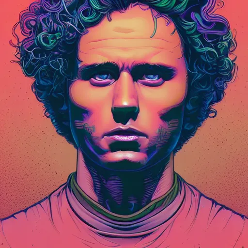 Image similar to portrait of mikky ekko by Dan Mumford and Josan Gonzalez, ultra detailed, hyper realism