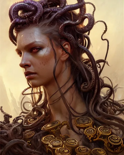 Prompt: fierce medusa, fantasy character portrait, ultra realistic, concept art, intricate details, highly detailed by greg rutkowski, gaston bussiere, craig mullins, simon bisley