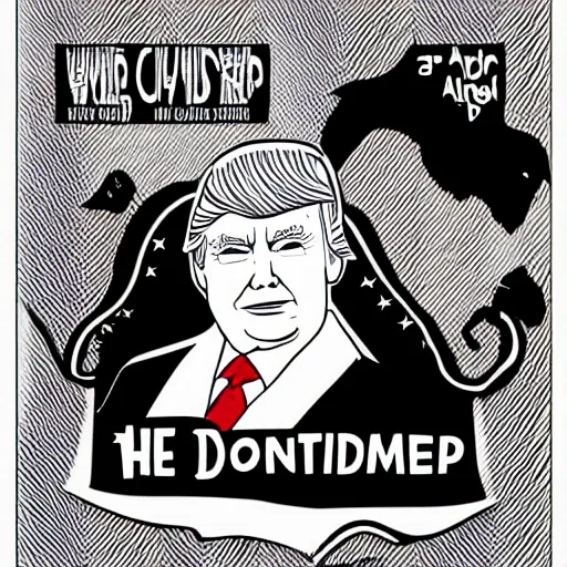 Image similar to Donald Trump coloring book page, black and white