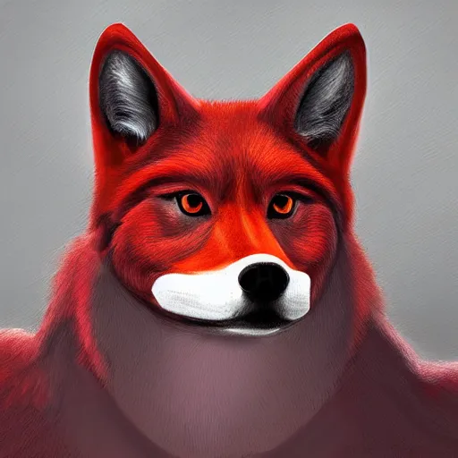 Image similar to zoomorphic a red face wolf, pepe the frog like face, digital painting, ultra sharp, by gary cook