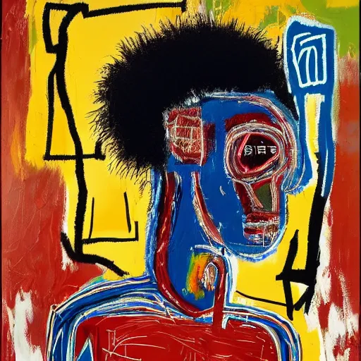 Image similar to A extremely highly detailed majestic hi-res beautiful immaculate head and shoulders painting of a strong black african man by Jean-Michel Basquiat, 8k, high textures, hyper sharp, insanely detailed and intricate, super detailed, 4k HDR high quality