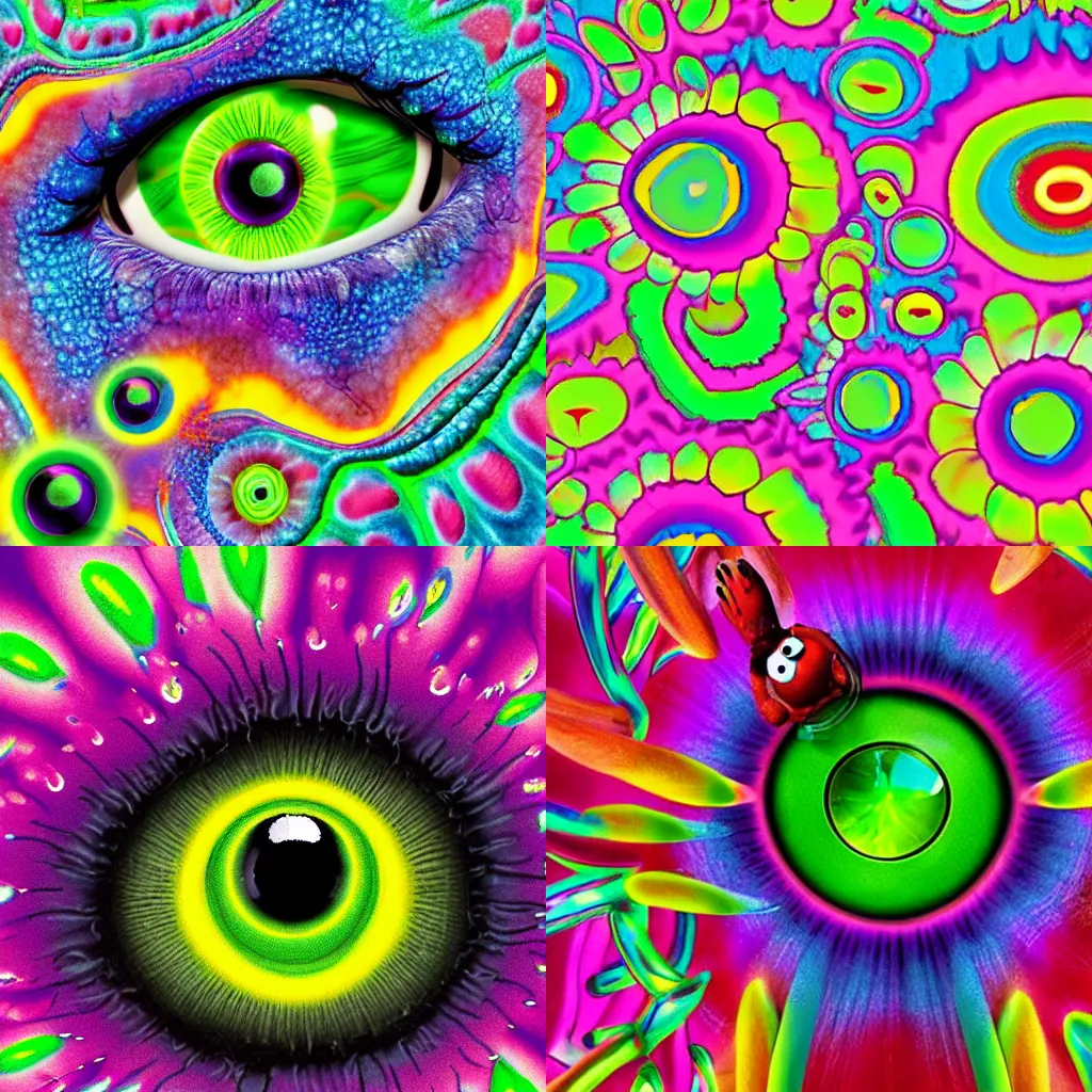 Prompt: Psychadelic eye flower tripping on lsd, marvel studios, pixar