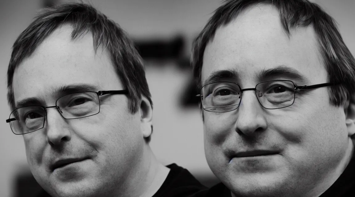 Prompt: wallpaper of Linus Torvalds, photo product