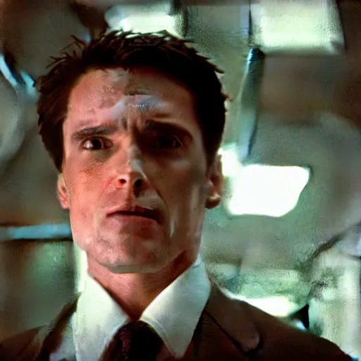 Image similar to Jerma985 as Patrick Bateman in Fight club, movie still, cinematic