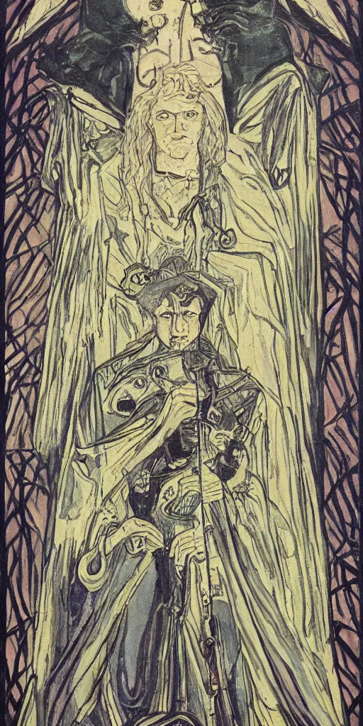 Image similar to the tower tarot card by austin osman spare