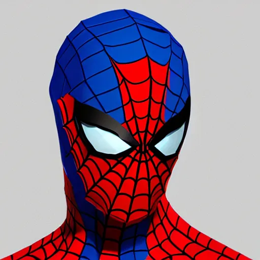 Image similar to low poly spider - man with a low poly hat