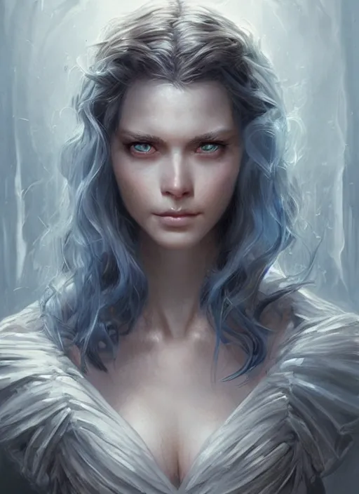 Prompt: piercing blueeyed stare, d & d, fantasy, highly detailed, portrait, digital painting, trending on artstation, concept art, sharp focus, illustration, art by artgerm and greg rutkowski and magali villeneuve