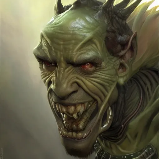 Image similar to a portrait of an skinny orc with a friendly smile, digital painting, artstation, concept art, donato giancola, Joseph Christian Leyendecker, WLOP, Boris Vallejo, Breathtaking, 8k resolution, extremely detailed, beautiful, establishing shot, artistic, hyperrealistic, beautiful face, octane render, cinematic lighting, dramatic lighting, masterpiece