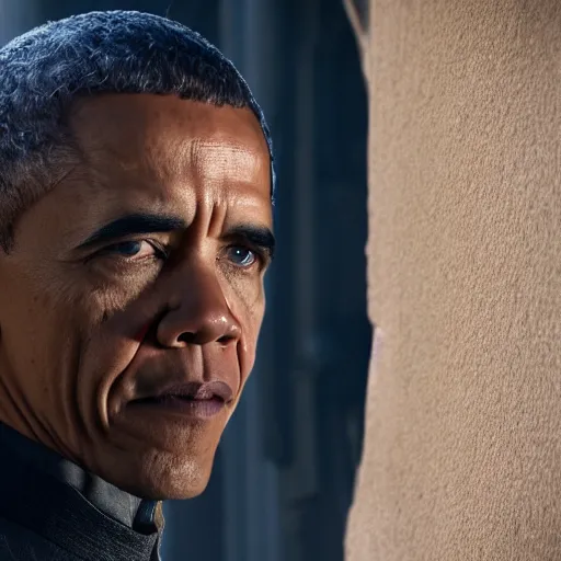 Image similar to Film still of Obama as Tyrion Lannister. Extremely detailed. Screenshot. 4K. Cinematic lighting.