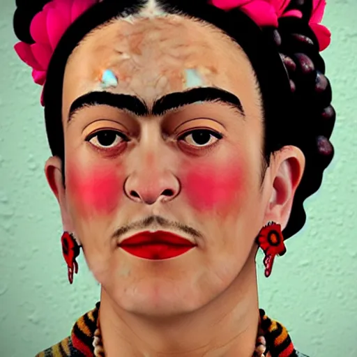 Image similar to Frida Kahlo crossed with Julia Child, 4k realistic, expressive photo, hdr