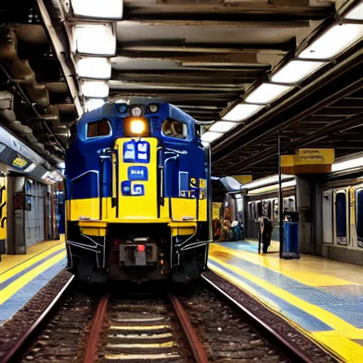 Prompt: csx locomotive in new york city subway