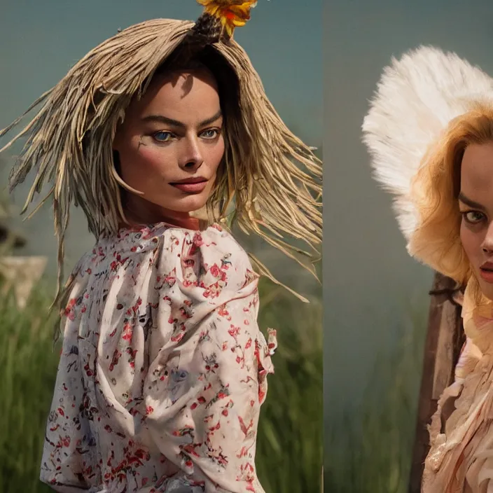 Prompt: portrait of Margot Robbie as Inem Pelayan, by Charlotte Grimm, natural light, detailed face, CANON Eos C300, ƒ1.8, 35mm, 8K, medium-format print