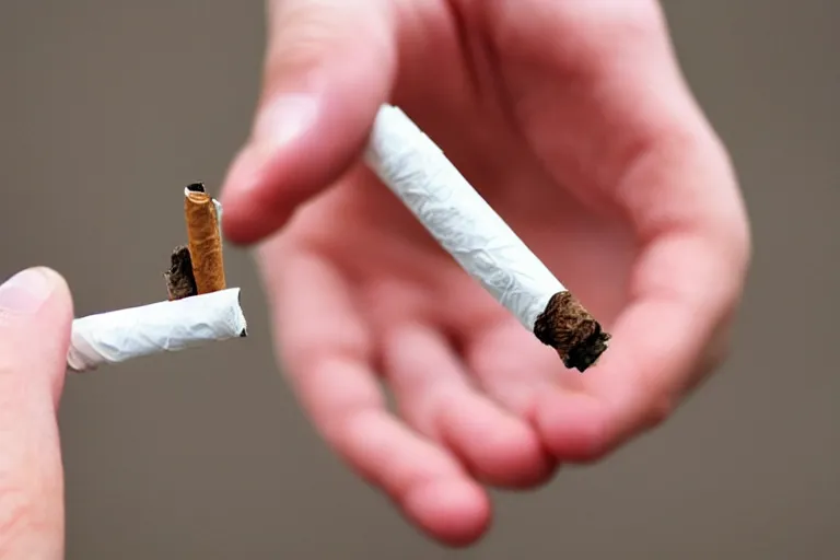 Image similar to cigarette in fingers, hand holding cigarette, hyper realistic, natural