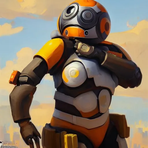 Image similar to greg manchess portrait painting of bb 8 as overwatch character, medium shot, asymmetrical, profile picture, organic painting, sunny day, matte painting, bold shapes, hard edges, street art, trending on artstation, by huang guangjian and gil elvgren and sachin teng